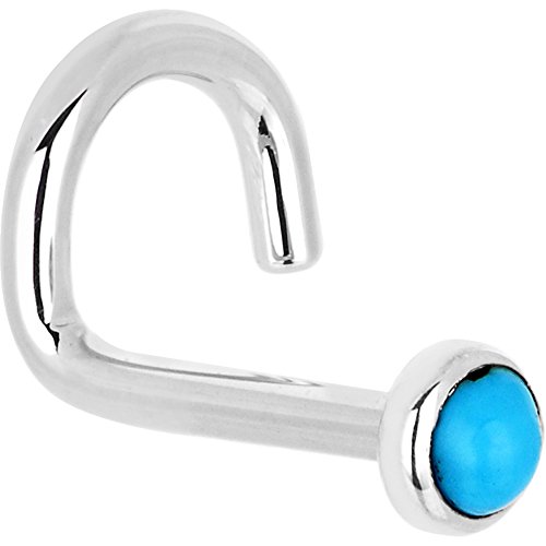 Body Candy Solid 14k White Gold 2mm Turquoise Left Nose Stud Screw 18 Gauge 1 4 