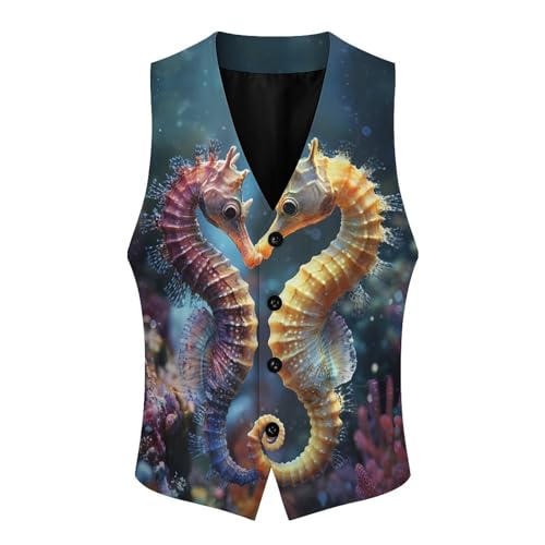 Seahorse Men's Suit Vests Business Formal Dress Vest V-Neck Waistcoat for Wedding Casual4