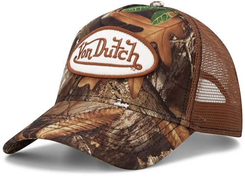 Von Dutch Mens & Womens Trucker Hat - Adjustable Snapback Curved Brim Realtree Camo Hunting Baseball Cap for Men and Women Size One Size Realtree Brown