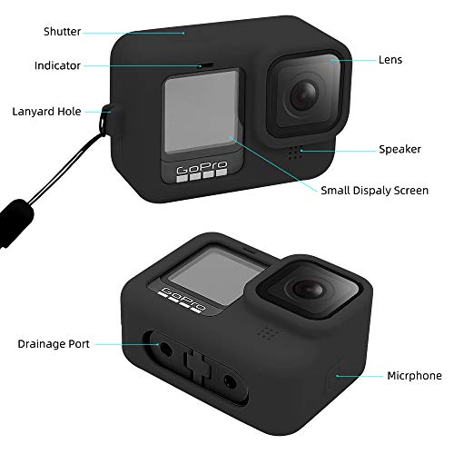 Capa protetora de silicone com corda antiperda para GoPro Hero 9 preta, capa protetora para câmera d