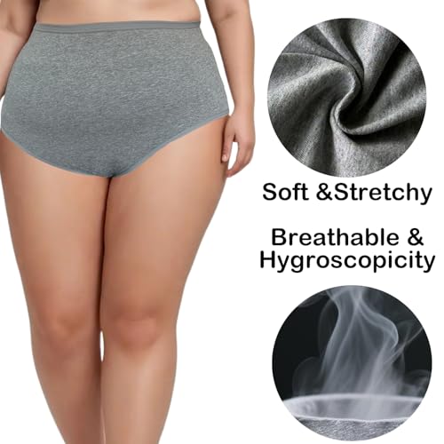 Women’s Plus Size Cotton Underwear Ladies Panties XL-5XL 6-Pack Mid Waist Briefs for Women3