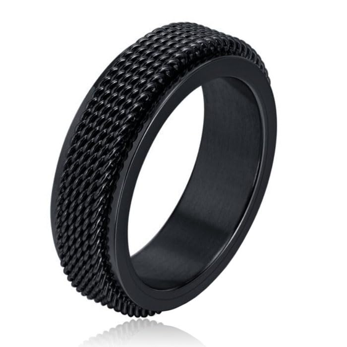 Bague en maille d'exception Spinner Black Mendes Jewelry de 18 mm