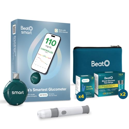 Image of BeatO Smart Glucometer | Auto-Saves Readings | Sugar Test Machine | Android & iOS| Smartphone Connected Glucometer Machine | ISO Certified| Lab-Grade Accuracy | Life time warranty (Compatible With Android & IOS, Smart 100 Kit)