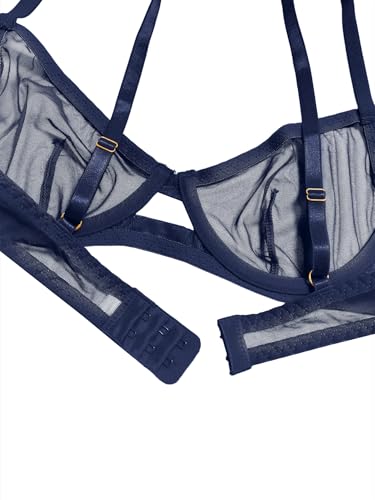 Image of Lilosy Sexy Mesh Sheer Underwire Push Up Lingerie Set Lingerie Set
