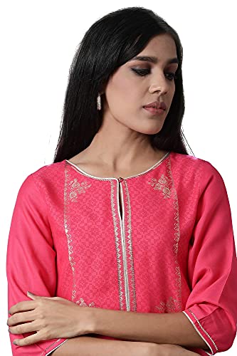 Image of W for Woman Viscose Women Foil Printed Round Neck Regular Kurta