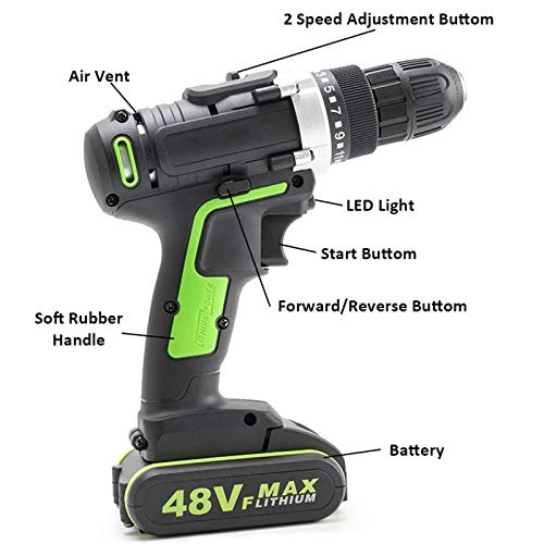 MFJFHK 48-V-Akku-Schlagbohrmaschine, 25-Nm-Drehmoment-Bohrmaschine, wiederaufladbar, mit 1- oder 2-Akku… – Bild 3