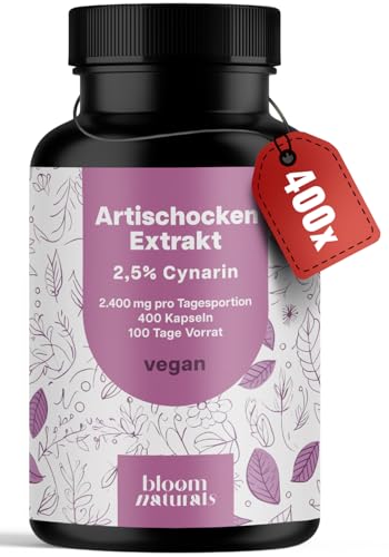 Artischockenextrakt Hochdosiert - 400 Kapseln - 2.400 mg pro Tagesdosis davon 60mg Cynarin - - Artischocken Extrakt hochdosiert, Artischocke - Vegan und produziert in Deutschland Artischockenextrakt Hochdosiert - 400 Kapseln - 2.400 mg pro Tagesdosis davon 60mg Cynarin - - Artischocken Extrakt hochdosiert, Artischocke - Vegan und produziert in Deutschland