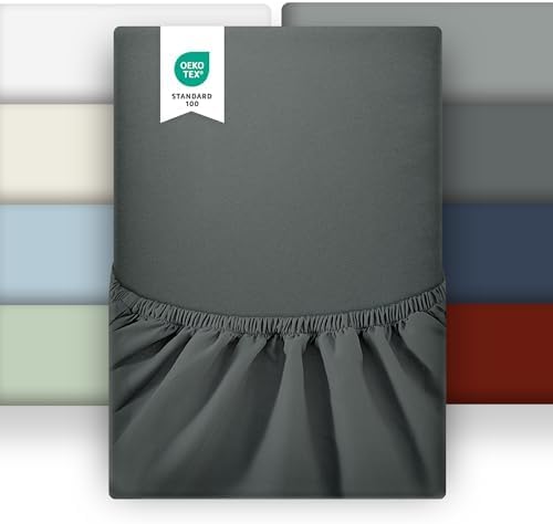 Fitted Sheet 150 x 190 cm Microfibre Bed Sheet for, Mattress Height up to 25 cm, Comfortable Breathable Fitted Sheets Bed Linen, Oeko-Tex Certified
