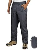 Outdoor Ventures Herren Regenhose Fahrrad Wasserdicht Atmungsaktiv Überziehhose Winddicht Outdoorhose Wanderhose Winddicht Leichte Trekkinghose Packbar Dunkel Grau M/32 Schrittlänge