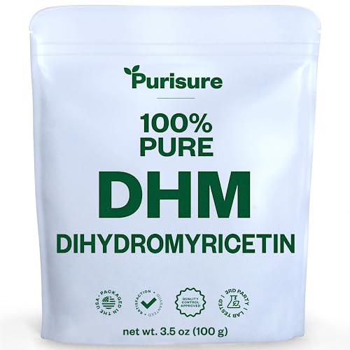 Purisure Dihydromyricetin Powder, 100g, 100% Pure DHM Supplements, Liver Support and Overall Wellness, Premium Quality DHM Supplement, Dihydromyricetin (DHM) Powder for Worry-Free Night Outs