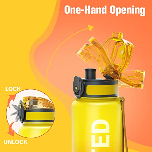 Image of Sahara Sailor Water Bottles, 25oz Motivational Sports Water Bottle with Time Marker - Times to Drink - Tritan, BPA Free, Wide Mouth Leakproof, Fast Flow Technology with Clean Brush (1 Pack)