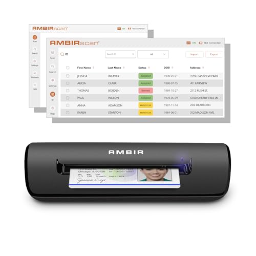 PS667 ID Card Scanner with Software - Automatic Data Extraction for...