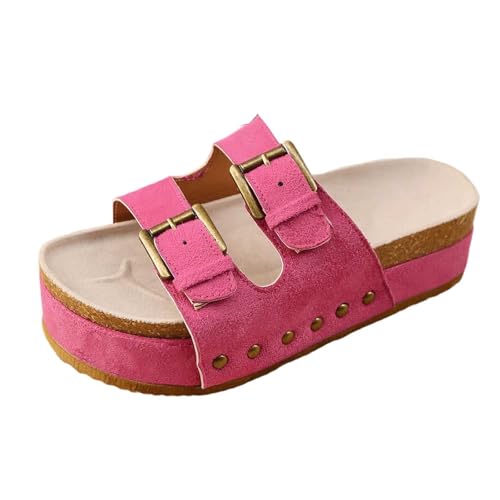 Chanclas de Playa para Mujer Zapatillas de Ducha Zapatillas de Suela Gruesa para Mujeres con Diseño de Punta Abierta y Detalle de Hebilla Uso Diario