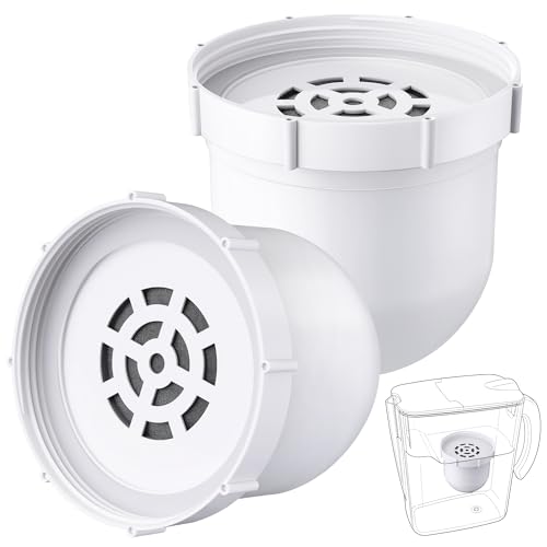 Mysora 2 Pack Upgraded Water Pitcher Replacement Filter Compatible with Clearly Filtered No. 1 Filtered Water Pitcher, 100 Gallon Long Life, Removes Fluoride Chlorine Lead and Odors