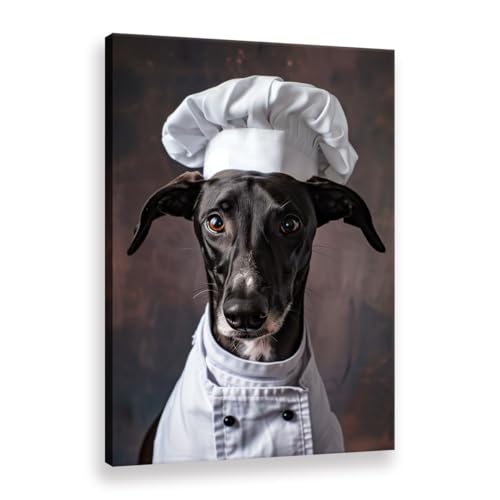 Impression sur toile Humour Dog Chef Art Print Animal Anthropomorphism Poster Wall Art for Pet Shop Décoration de la maison (1,50 x 70 cm (encadré)