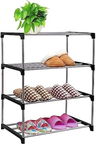 NIAWECAN Shoe Rack Small, 4-Tier Stackable Shoe Rack, Mini Shoe ...