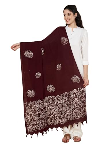 Image of Women's Cotton Rayon Bandhani Print Dupatta with Tassels 2.25 Meters | Women's cotton printed dupatta with tassels.