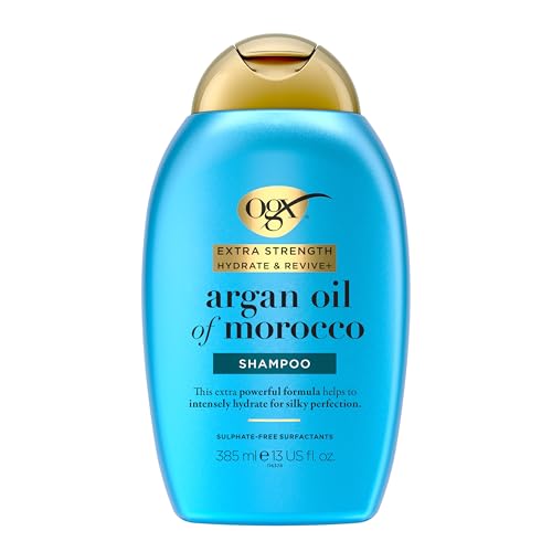 OGX Hydrate und Revive Argan Oil of Morocco Shampoo Haarpflege Shampoo feuchtigkeitsspendend mit Arganöl für trockenes, sprödes Haar, 385ml
