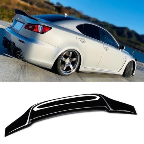WheelX Duckbill Rear Spoiler Compatible with 2006-2013 Lexus IS250 / IS350 & 2006-2014 is F Sedan, Glossy Black Trunk Tail Wing Lip