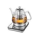 Healthy Choice Electric Glass Kettle - 800W Cordless Fast Boil Digital Glass Kettle with Tea Infuser - Multi-Function Tea Maker & Hot Water Boiler - Auto Shut Off - 1.2L, Silver