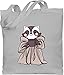 Shirtracer Nerd Geschenke - Baby Waschbär - Unisize - Hellgrau - Fun - WM101 - Stoffbeutel aus Baumwolle Jutebeutel lange Henkel