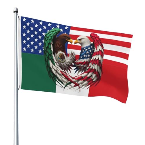 Mexican American Flag 3x5Ft Double Sided Bandera de Mexico Decor