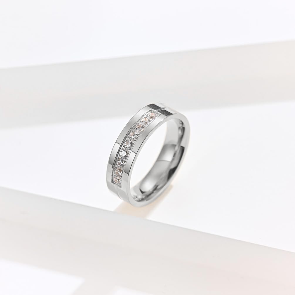 Men's Ring Stainless Steel/Silver Engagement Wedding Bands Ring for Men Women size 8-11