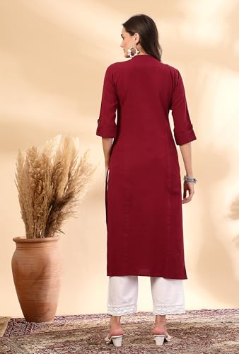 Image of Pistaa's Women's Cotton Straight Fit Straight Kurta