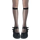 Ayliss Women Black Fishnet Knee High Socks Elastic Hollow Out Dress Trouser Mesh Net Tight Stocking...