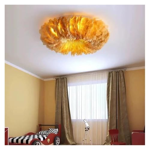 Lustre de plafond moderne haut de gamme en plumes naturelles luminaire décoratif