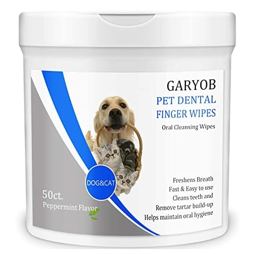 GARYOB Pet Dental Fingers Wipes, Oral Cleansing Teeth Wipes Pads for Dogs and Cats - Optimize Oral Health, Freshen Breath- 50 Wipes