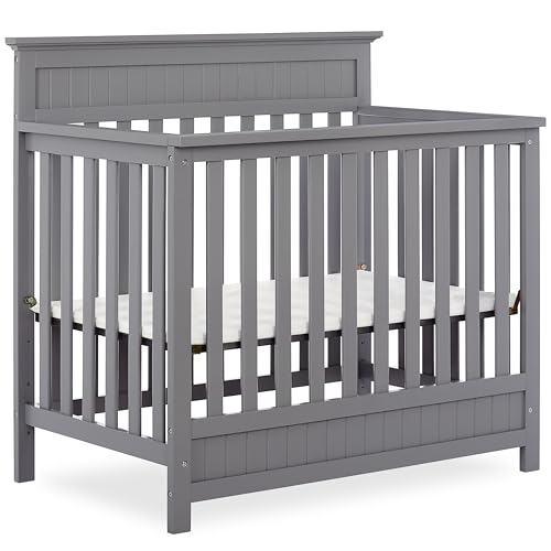 Image of Dream On Me Harbor 4-in-1 Convertible Mini Crib in Storm Grey, Greenguard Gold Certified