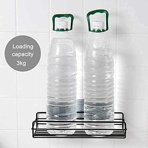 AP SALES Metal Multipurpose Kitchen Bathroom Shelf Wall Holder Storage Rack Bathroom Rack Storage Box Strong Magic Sticker Shower Rack Shelf Black 3