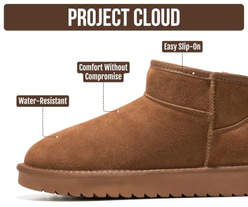 Image of 100% Genuine Leather Womens Boots Fur-Lined Booties Ankle Boots for Women