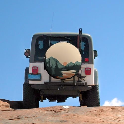 Image of Camper Spare Tire Cover 15 Inch Mountain Adventure Universal Wheel Tire Cover Waterproof Dust-Proof Tire Protectors Camper Spare Tire Cover Woodland Adventure for Camper Trailer Truck SUV Universal