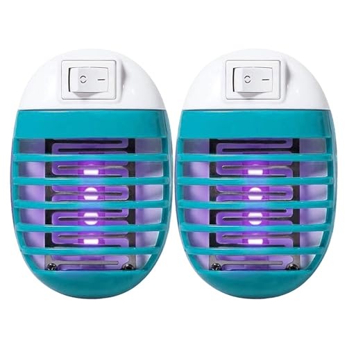 Juego De 2 Atrapasuemoscas Eléctricas De Interior Para Conectar, Lámpara Antimosquitos De Interior Enenchufable,Trampas De Moscas Plug in Fly Zappers | Enchufe La Lámpara De Luz LED Con Luz UV