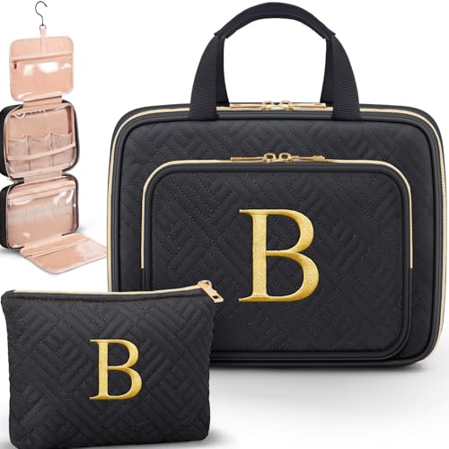 Gifts for Women, Initial Toiletry Makeup Bag Hanging Cosmetic Organizer