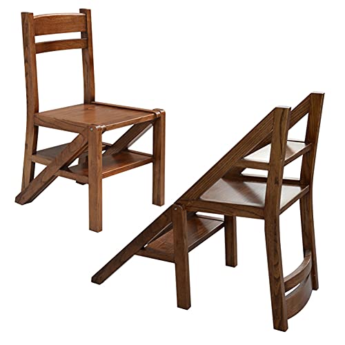 FALIYORS Folding Step Ladder Chair - Wooden Foldable Ladder Stool Shelf - Library Steps Bookshelf Plant Stand for Storage and Decoration - Maximum Load Bed Step Stools for High Beds 150kg