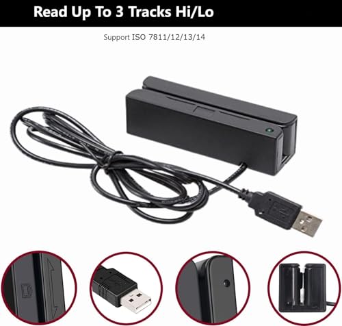 Posunitech Mini Msr100 Swipe Magnetic Credit Card Reader 3 Tracks Hi/Lo Data Collector, USB Msr Stripe Card Reader for Point of Sale (POS), Access Control, ID Verify - Thumbnail 3