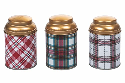 Tartan Set 3 barattolini in Metallo àò6.5 cm