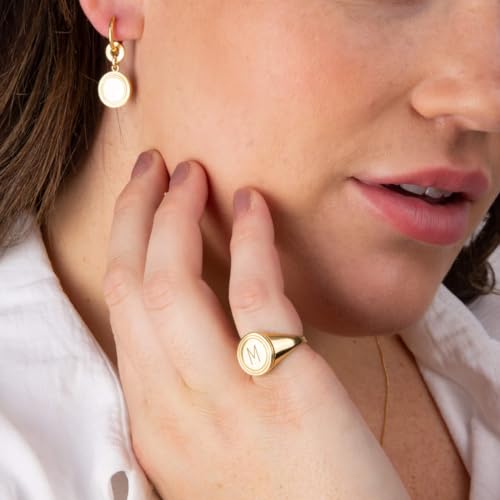 Anillo de sello chapado en oro accesorio unisex de moda clásica 5