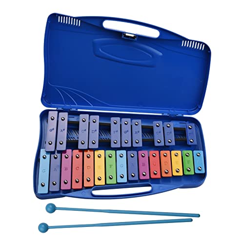 パーカッション・打楽器 25ノートGlockenspielXylophoneハンドノックキシロフォンパーカッションリズム音楽教育教育楽器おもちゃ、ケース2マレットの赤ちゃんの子供のためのマレット (Color : Blue)