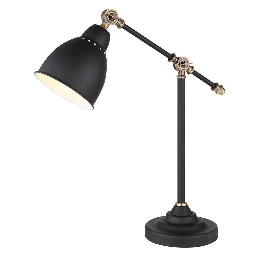 Lámpara escritorio para bombilla LED, metal negro, con cable y enchufe, flexo de mesa para oficina y estudio