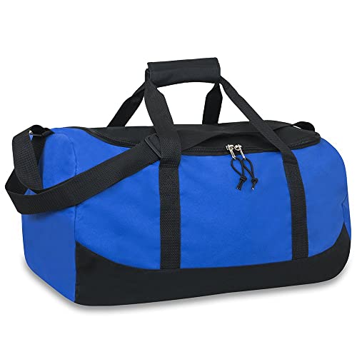 Image of 30 Liter, 17 Inch Canvas Duffle Bags for Men and Women - Travel Weekender Overnight Carry-On Shoulder Duffel Tote Bags, Blue, 17 inch x 10 inch x 10 inch