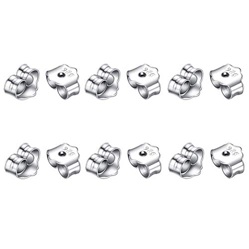Yuccer Cierres de Pendientes de Mariposa Earring Back Pendientes Oído Tuercas DIY Jewelry Accessories Silver (12 Piezas)