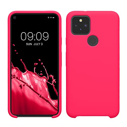 kwmobile Case Compatible with Google Pixel 5 Case - TPU Silicone Phone Cover with Soft Finish - Neon Pink