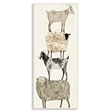 Picture of Stupell Industries The Stupell Home Décor Collection Fun Stacked Sheep and Goats Farm Animals, Canvas, Made in The USA - Multi-Color 13, 13 x 30
