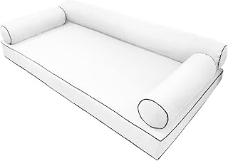 MH GLOBAL |SLIPCOVER ONLY|S6 Outdoor Daybed Mattress Bolster Pillow Cushion Covers Contrast Piped Trim Crib AD106