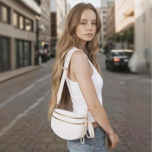 Zengmei Checkered Crossbody Bag for Women, Nylon Bag with Large Capacity, Adjustable Strap, Pack Bag Purse4