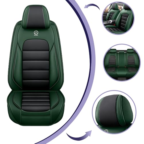 Image of Universal Car Seat Covers for Honda Prologue 2006-2026 Anti-Slip Seat Covers,Waterproof Faux Leather Full Coverage Car Seat Protectors Interior Accessories(5Pcs Standard /Black&Green)